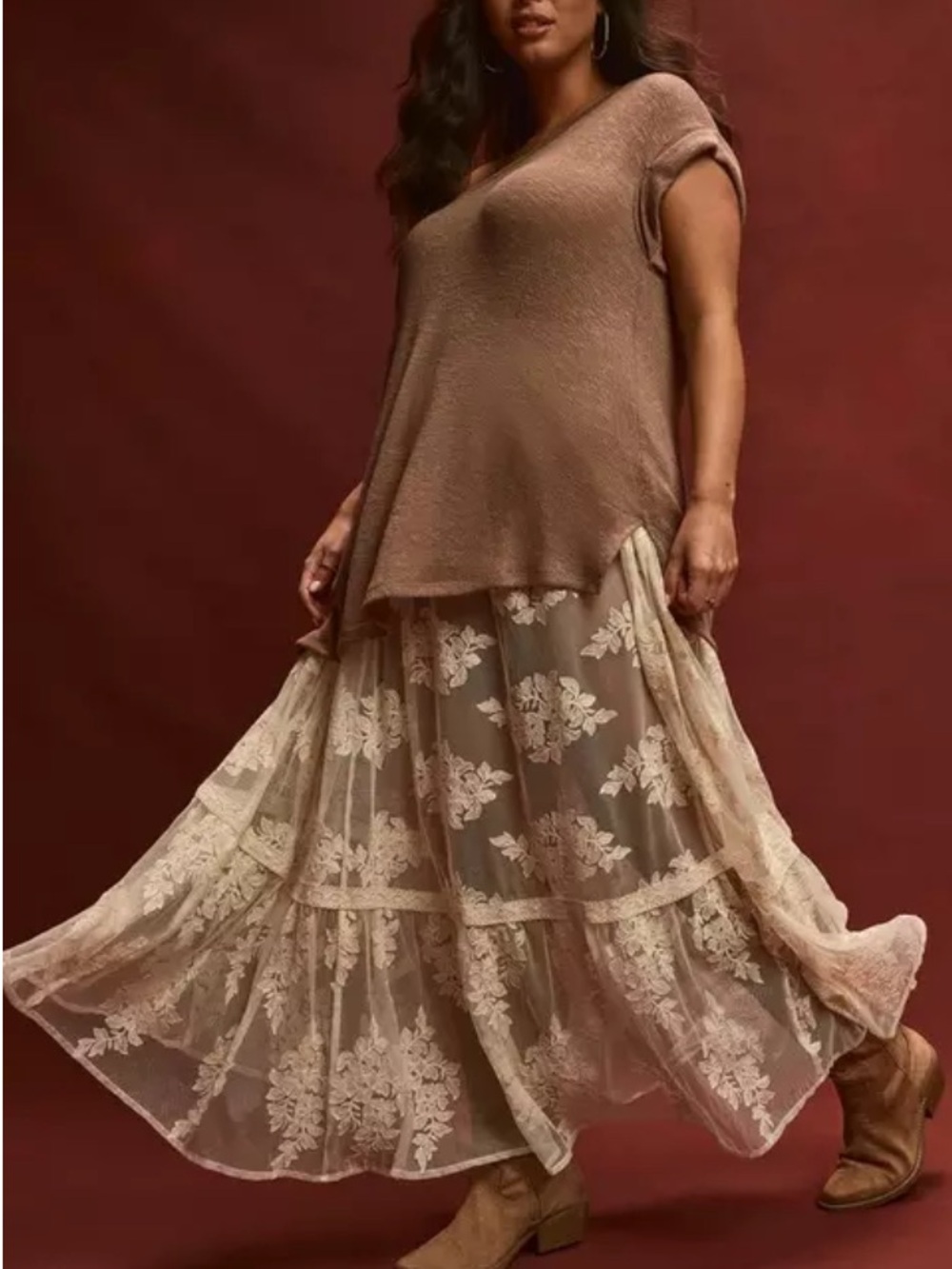 Torrid Festi Cream Maxi Lace Skirt NWT 0X